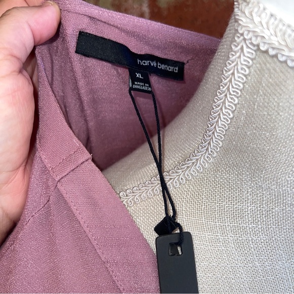 HARVE BERNARD Mauve Rayon 3/4 Sleeve Button up Shirt-XL - Picture 6 of 13